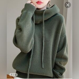Women's 100% Australian Wool Hooded Sweater Long Sleeve Knitted Jumper S/M